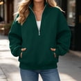 thumbnail image 2 of Dgankt Women's Half Zip Hooded Pullover Sweatshirt Long Sleeve Drop Shoulder with Side Pockets, 2 of 7