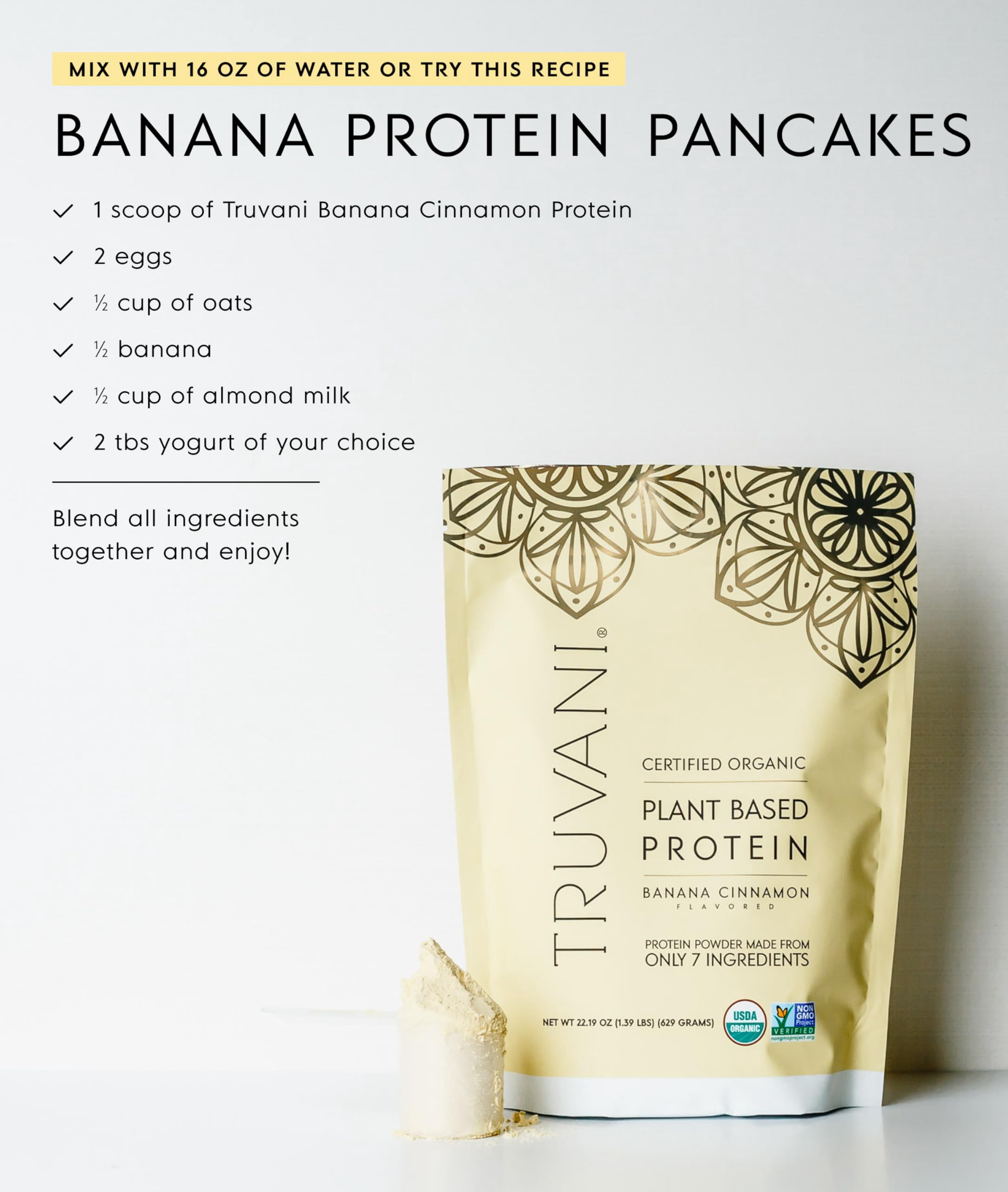 (Price/Each)Truvani - Protein Powder Ban Cinnamon - 1 Each-22.19 OZ