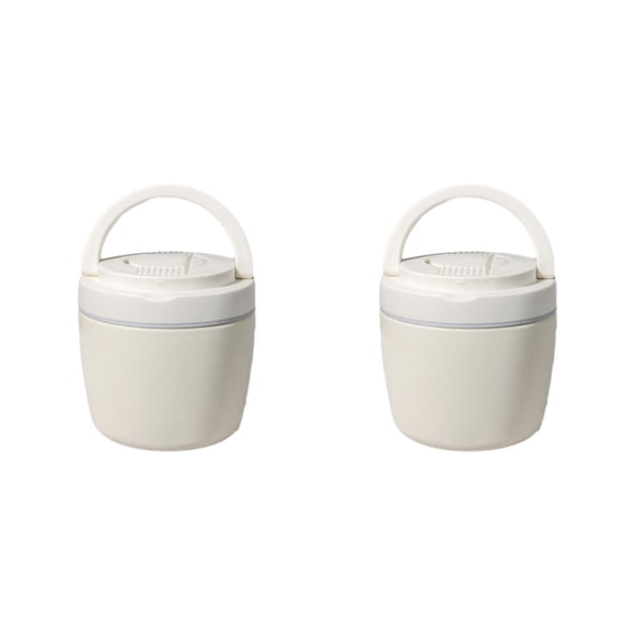 Wosthever Tarro portátil de acero inoxidable para comida caliente, boca ancha, con tecnología de aislamiento , taza térmica para sopa, color beis 970ML 2Conjunto