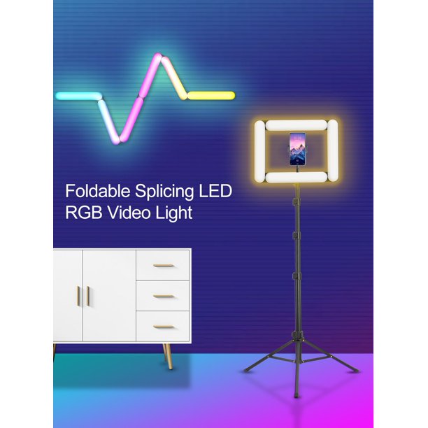 Selfie Ring Light With Stand & 1 Phone Holder, RGB Phone Light Clip LED And Camera Ringlight With More Colors Modes And Dimmable, Color Changing Ambi