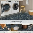 thumbnail image 5 of Lahome Decor Floral Area Rug 5x7, Machine Washable Rugs for Entryway, Non Slip Rug with Vintage Printed, Low Pile Carpet for Living Room Kitchen Bedroom Home, Blue, 5 of 9