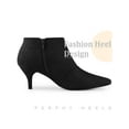 thumbnail image 5 of BLISSFUL STEP Women's Ankle Boots Pointed Toe Kitten Heels Side Zip Faux Suede Booties  Black 6, 5 of 6