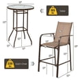 thumbnail image 4 of Spaco 3 Pieces Outdoor Patio Bar Table Stool Set, Bar Table Stool Set with 2 Bar Stools and 1 Tempered Glass Table, Bar Table Stool Set for Outdoor as Garden, Patio, Brown, 4 of 8