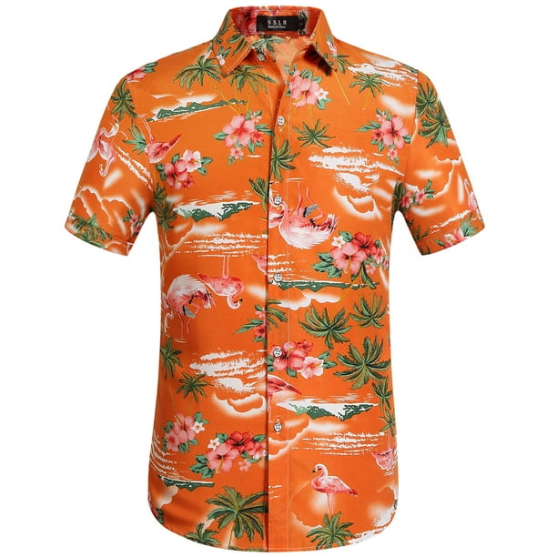LCMTWX Hawaiian Shirt For Men With Matching Shorts - Tropical Print Button Down Beach Outfit