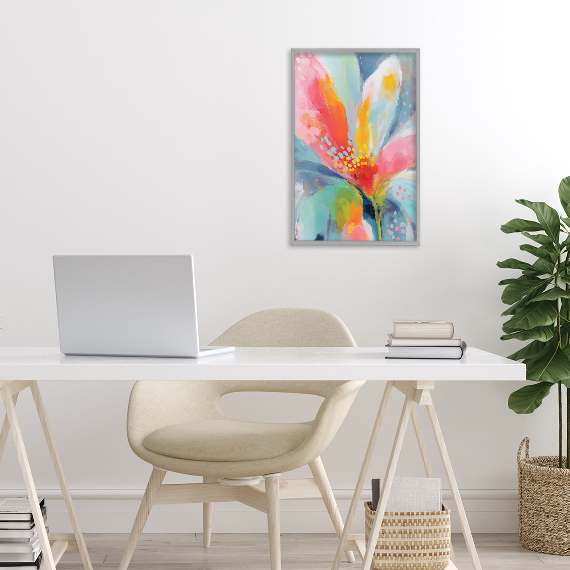 Stupell Industries Dotted Bloom Expression Gray Framed Giclee Art, design by Chromatic Storm Studio