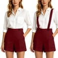 thumbnail image 2 of FAVIPT Casual Work Shorts for Women Pull On Removable Suspenders Pockets Shorts High Waisted Business Office Dress Shorts 2026 Wine,S, 2 of 8