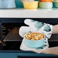 thumbnail image 3 of Oven Mitt and Pot Holders SetTeal Tulip Heat Resistance Oven Gloves with Non-Slip Surface Kitchen Oven Mitts and Hot Pads for Cooking Baking Grilling BBQ, Floral Plant, 3 of 9