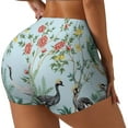 thumbnail image 2 of Fotbe Chinoiserie Floral Palm Tree Seamless Shorts, Womens Workout Shorts High Waist Stretch Booty Short for Gym/Yoga/Running/Biking-XX-Large, 2 of 9