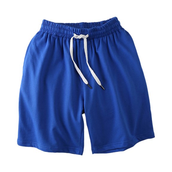 LpwkSSA Men's Solid Color Casual Elastic Waist Drawstring Pocket Shorts Blue XXL
