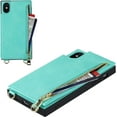 thumbnail image 6 of Crossbody Wallet Case for iPhone X/iPhone Xs with Card Slot Holder,Magnetic Flip Folio Purse Case, PU Leather Zipper Handbag with Detachable Lanyard Strap 5.8 Inch (Mint Green), 6 of 16
