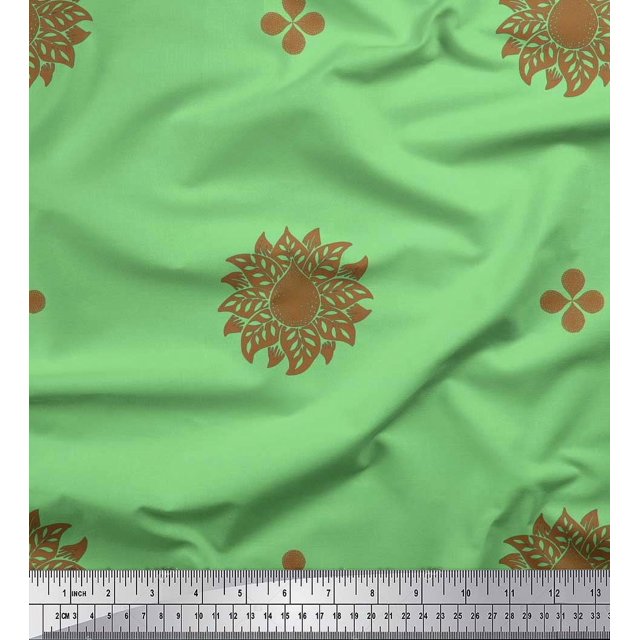 Soimoi Poly Georgette Fabric Flower Artistic Printed Fabric 1 Yard 42 Inch Wide