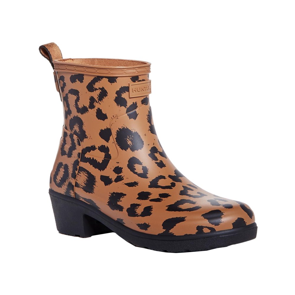 Hunter - Hunter Womens Refined Block Heel Rain Ankle Boots Brown 8 Medium (B,M) - Walmart.com