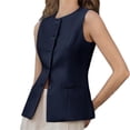 thumbnail image 4 of Sleeveless Solid Color Women Work Office Slim Waistcoat Vest Blazer, 4 of 5