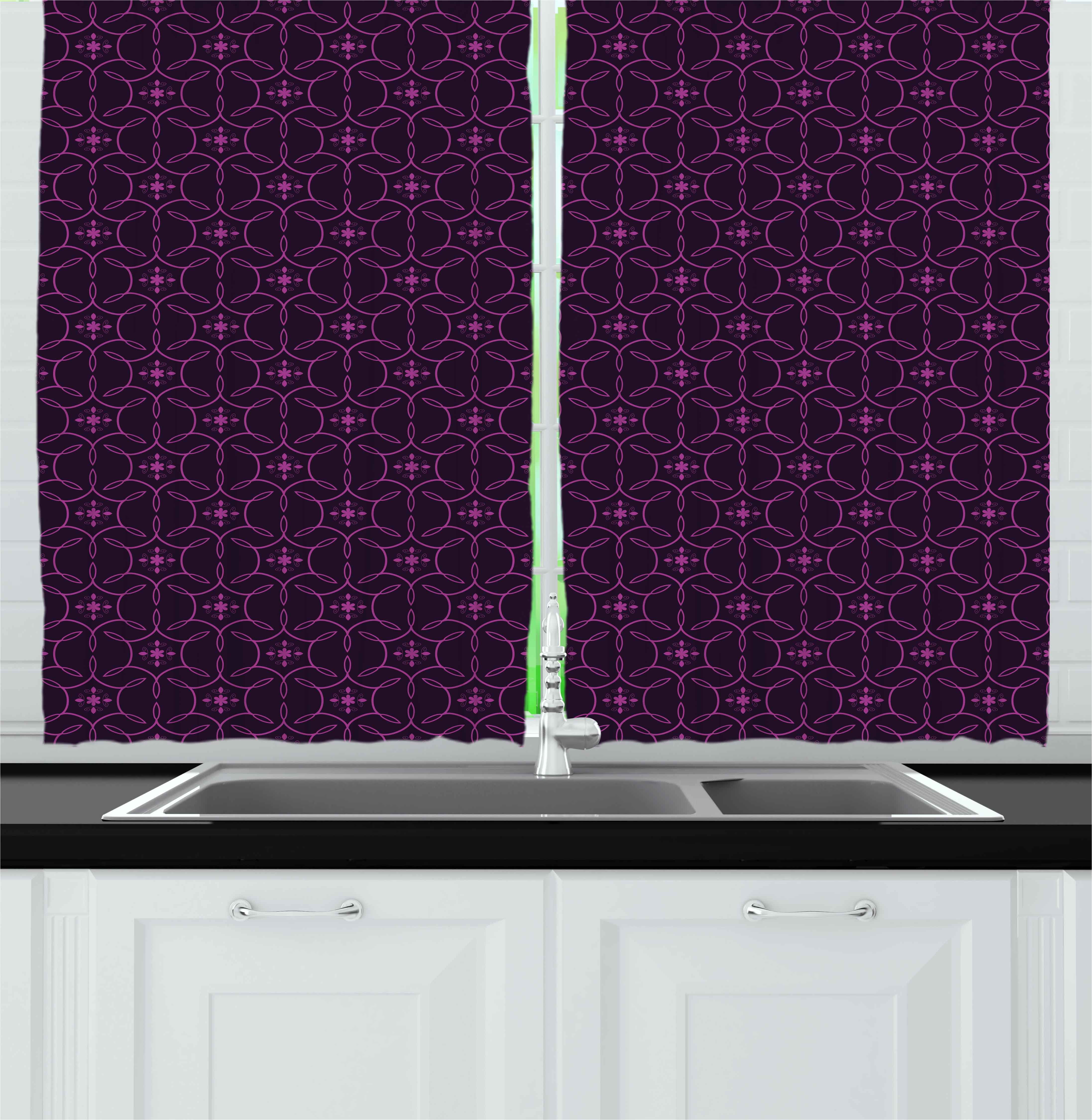 Indigo Curtains 2 Panels Set Ethnic Oriental Design With Floral