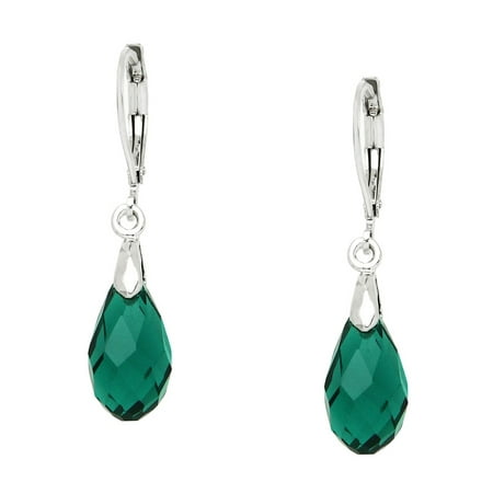 - Falari Glass Crystal Pear Shaped Earring Emerald