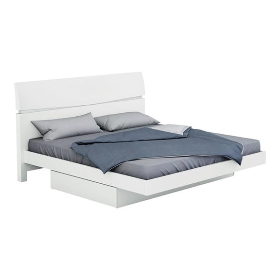 Titan Furnishings Grand Modern Lacquer Wood California King Bed in White