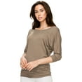 thumbnail image 4 of Made by Johnny Women's Boat Neck 3/4 Sleeve Draped Dolman Top with Side Shirring Premium Shirt XXXXL TAUPE, 4 of 6