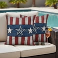 thumbnail image 5 of Independence Day Pillow Covers 2 Pack Metal Retro Five-Pointed Stars Wood Grain Pillowcase Waterproof Outdoor Throw Pillow Cover for Patio Garden Square Cushion 18”x18”, 5 of 9