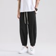 thumbnail image 2 of JTieacloth Mens Casual Linen Pants Men's Summer Fashion Solid Color Casual Pants Cropped Leg Pants Men's Clothing Black, 2 of 6