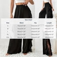 thumbnail image 3 of Ailaofu Women's Solid Wide Leg Dress Trousers, High Waist Ruffle Trim Lace Split Side Casual Bottom, Summer Elegant Pants for Cocktail Party Evening Dating Formal Occasions, 3 of 8