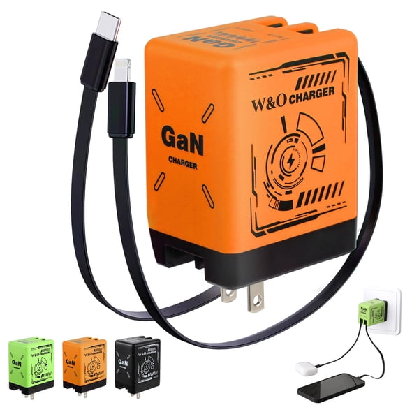 Cargador W&O GaN 2 en 1 de carga rápida con Lightning y Type-C