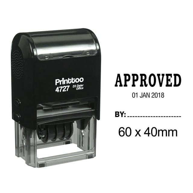 Printtoo Dater Stamp Self Inking With Approved By Text Date Rubber Stamp Office Stationery-Black