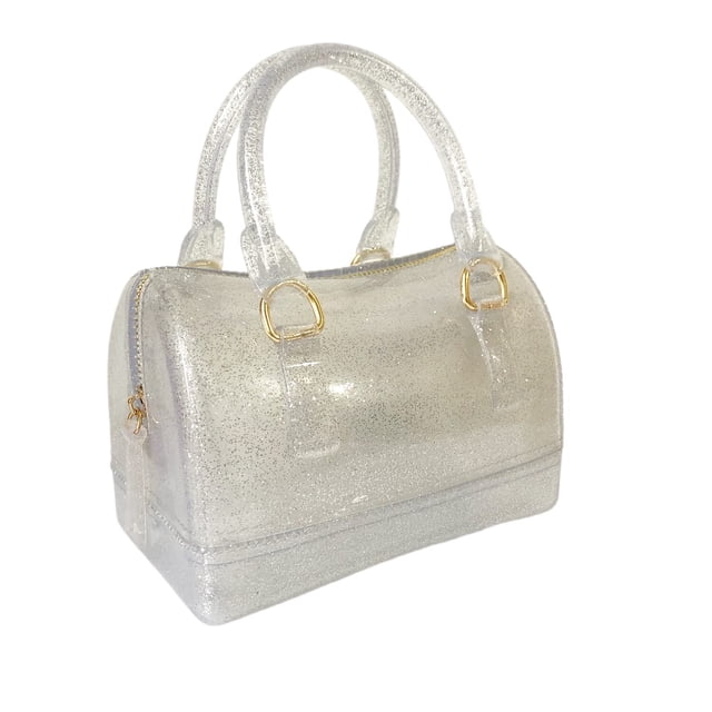 MIFORINES Bolso de mano con asa superior en forma de almohada de gelatina de verano para mujer, bolso de cristal transparente de Color caramelo
