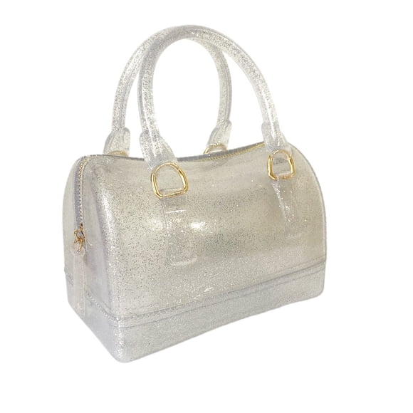 MIFORINES Bolso de mano con asa superior en forma de almohada de gelatina de verano para mujer, bolso de cristal transparente de Color caramelo