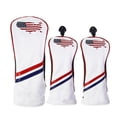 thumbnail image 3 of 3 Pieces Golf Club Head Cover Leather Removable Headcover Sporting Waterproof Practice Protector Replacement Removable Reusable Headcover Case Sleeve White, 3 of 7
