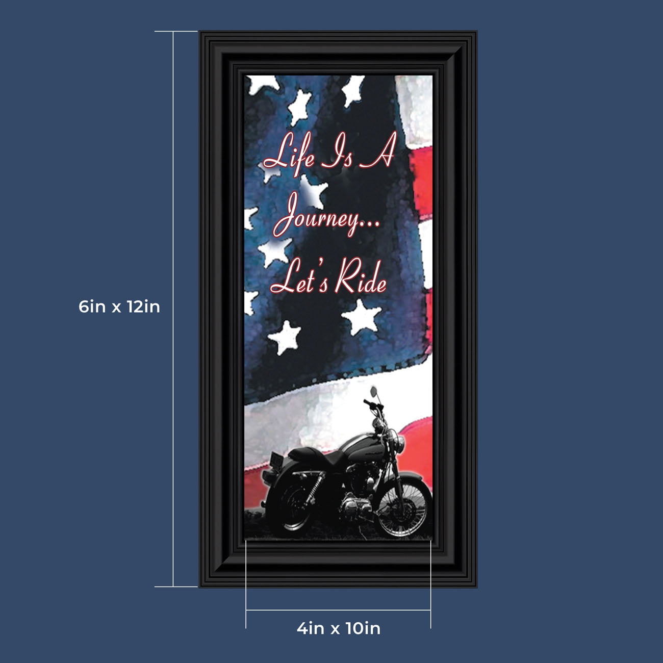 Harley Davidson Gifts for Men and Women, Patriotic Harley Accessories, Harley Davidson Wedding Gifts, American Flag for Harley Riders, "It's Not the Destination" Unique Motorcycle Wall Decor, 7851