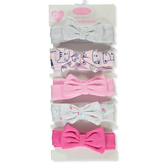 Bon Bebe Baby Girls' 5-Pack Headband Set - pink/multi, one size