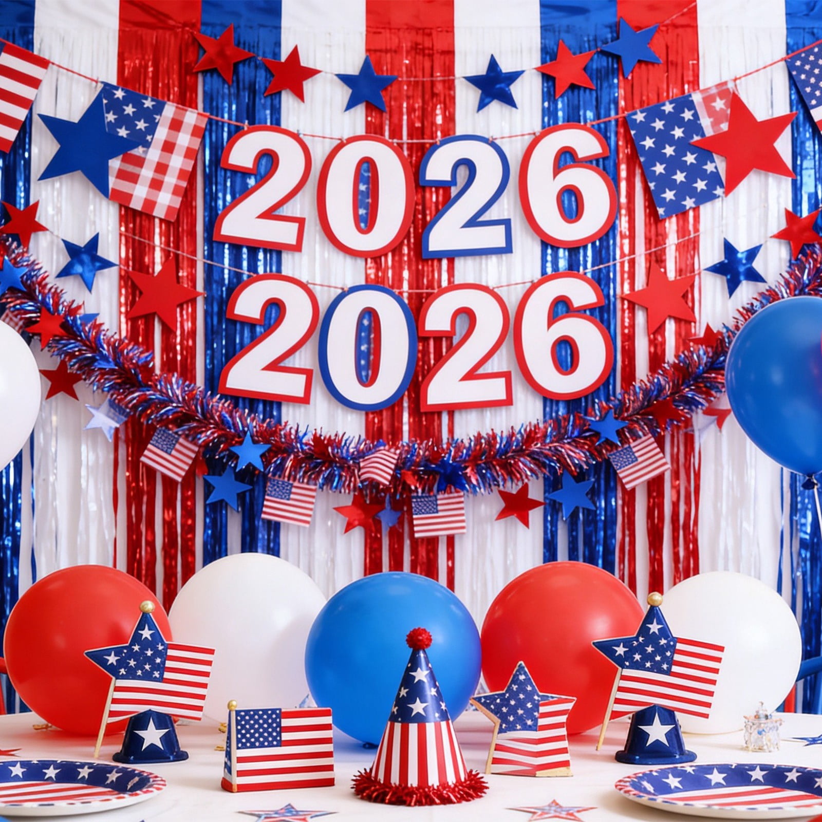 Seyotauo Americans Independence Day Party Decorations, Patriotic Red White Blue Ribbon with Star Discs for 4th of July Parade, Home, Window, Door, Courtyard Celebration