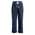 thumbnail image 6 of ZHYou No Boundarie Womens Pants Corduroy Drawstring Wide Leg Elastic High Waisted Soft Knit Loose Fit Casual Trousers with Pockets,Navy,Size 3XL, 6 of 8