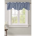 thumbnail image 2 of Fsddascl Navy Blue Moire Tie Up Valance Curtains for Windows, Kitchen Curtains Window Treatments, Water Ripple Stripe Farmhouse Short Window Shades Valances for Bedroom Bathroom Cafe 42"x18", 2 of 7