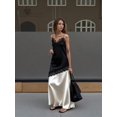 thumbnail image 5 of Black Satin Lace Mini Slip Dress With V-Neck And Asymmetric Trim For Lounge Or Night Out, 5 of 8