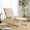 Beige + Steel + Cotton, variant on Relax in Ultimate Comfort! Outdoor Patio Recliner Chair with Ottoman - Sling Lounge Chair with Puffy Cushion and Foot Stool for Living Room, Bedroom, Reading Room