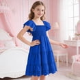 thumbnail image 6 of NOLDARES Girls Flutter Sleeve Floral Dresses, Kids Spring Summer Dress, Teen Hawaiian Maxi Long Dresses(Blue,3-4 Years), 6 of 7