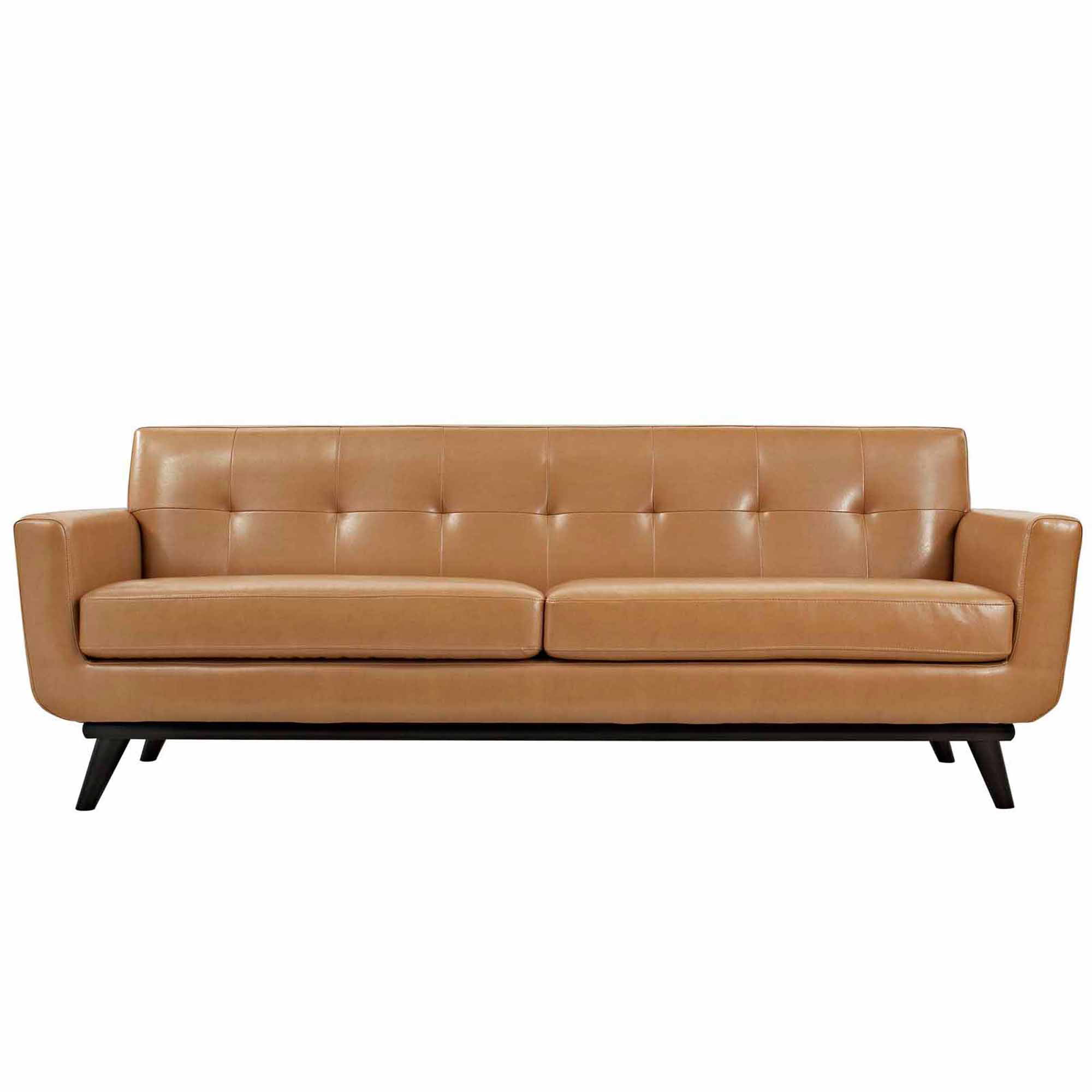 Modway Engage Bonded Leather Sofa with Wood Legs Multiple Colors