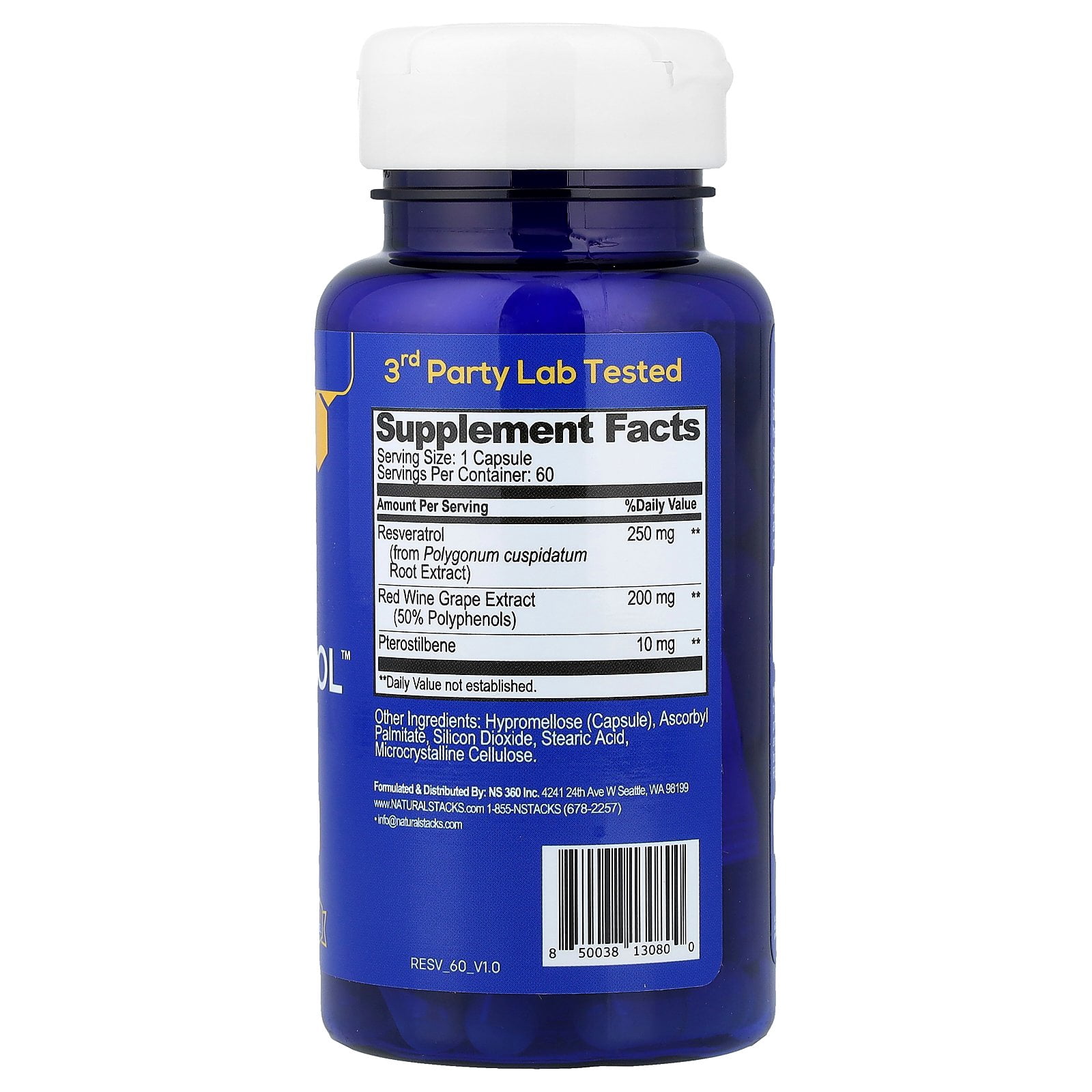 Natural Stacks Resveratrol+, 60 Vegan Capsules
