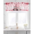thumbnail image 2 of Valentine's Day Linen Curtain Valance for Bedroom/Bathroom/Kitchen/Office/Living/Dining Room Windows,Pink Romantic Gnomes Love Rose Floral Rod Pocket Topper Drapes Decorative Cafe Drapery Panel 42x18, 2 of 6