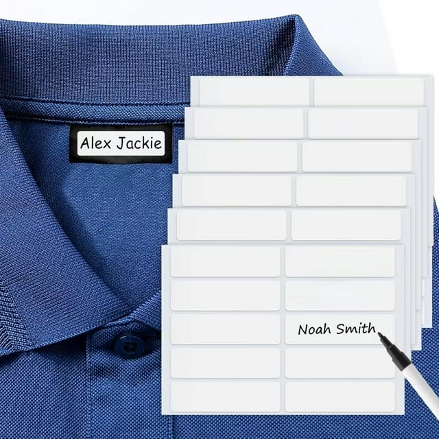 Etiqueta de tela sin hierro, Etiqueta de ropa impermeable para lavadoras y secadoras, Etiquetas personalizadas para lavanderías, no imprimible