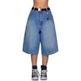 thumbnail image 3 of EMMIOL Y2k Baggy Denim Shorts for Women Wide Leg Mid Rise Bermuda Streetwear Boyfriend Shorts with Pockets, 3 of 9