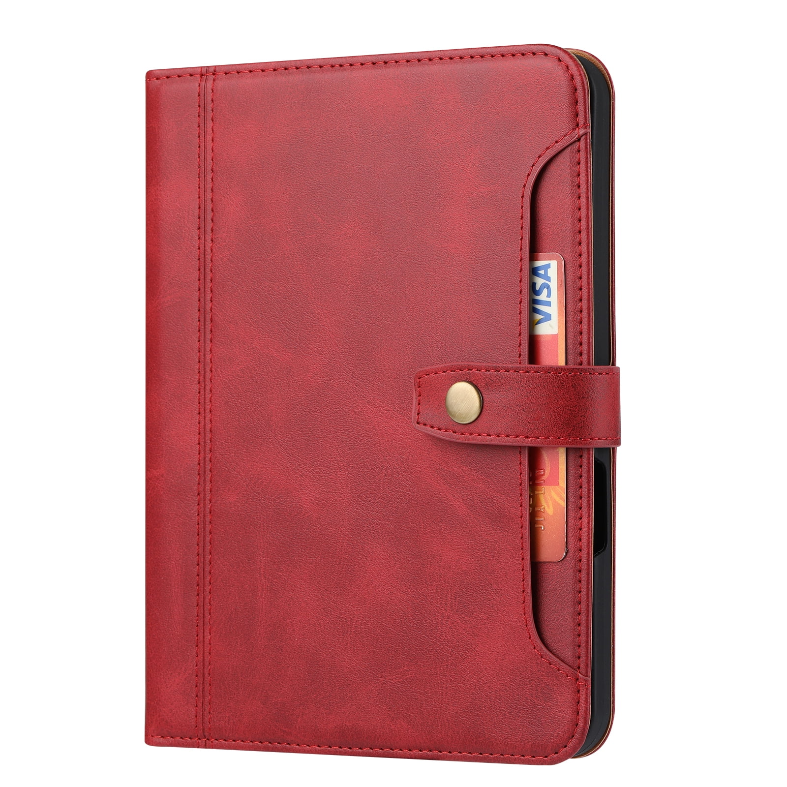 ELEHOLD iPad Case For Apple iPad 11th(A16) 2025 Multi-Functional Flip Leather Wallet Case with Front Pocket Card Slots Kickstand Pencil Holder Shockproof Business Men Women Case Cover,Red