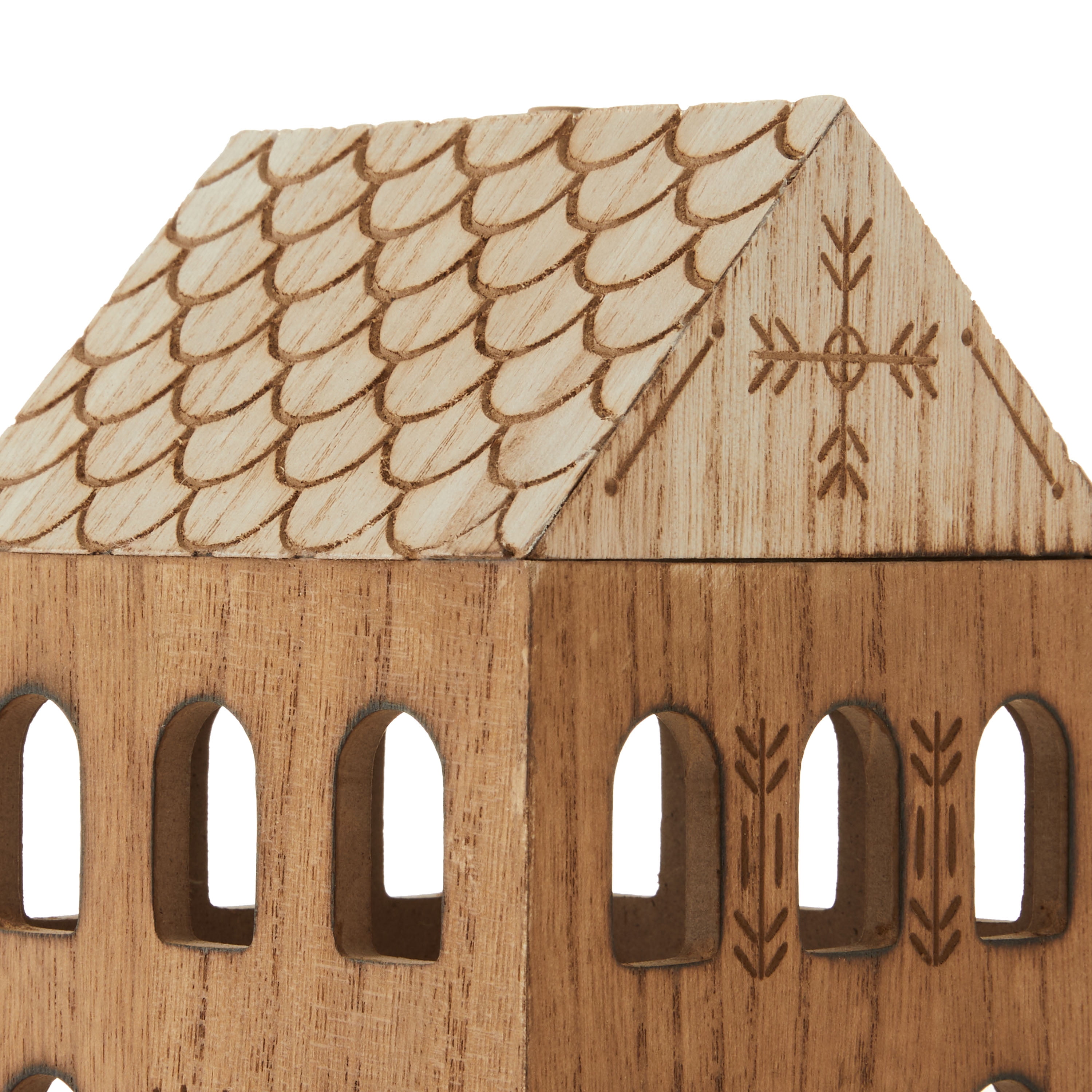 Wood House Christmas Decoration, Brown, 7", by Holiday Time