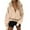 Beige*, variant on OSOLU Women's Cream Cropped Zip Up Hoodie Gold Zipper Kangaroo Pocket Drop Shoulder Oversized Sweatshirt Jacket Beige