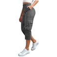 thumbnail image 2 of Bloomae Womens Capris with Multi-Pockets Loose Fit Casual Stretch Elastic Waist Capri Pants Dressy Lightweight Ladies Baggy Cargo Pants for Hiking Dark Gray XXXXL, 2 of 8