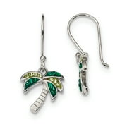 Primal Silver Sterling Silver Light and Dark Green Crystal Palm Tree Earrings