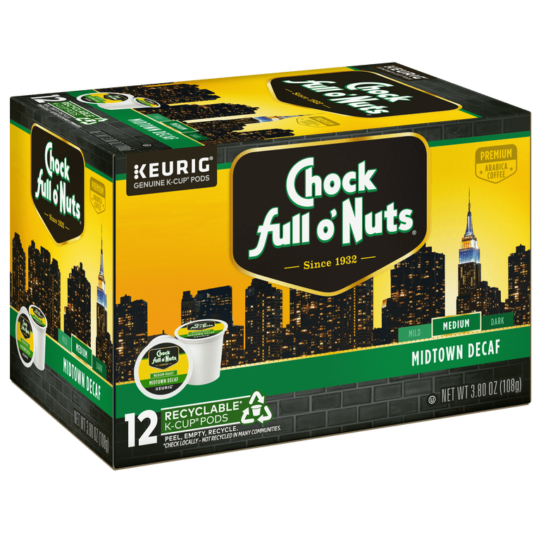 Nuts Art Works Archive Book➕ノベルティカップ Chock full o'Nuts, Midtown Manhattan Decaf Coffee K-Cup Pods, 12ct