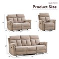 thumbnail image 3 of Bonzy Home Manual Reclining Sofa Set with Adjustable Backrest, Recliner Living Room Furniture for Adult with Single Recliner Chair, Loveseat & 3-Seat Recliner Sofa, Taupe, 3 of 6