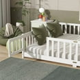 thumbnail image 3 of HOCOMILA Queen Size Floor Bed with Fence, Montessori Floor Bed with Slats and Safety Guardrails, Wood Queen Bed for Teen, White, 3 of 9
